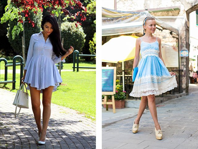 A blue dress with what to wear