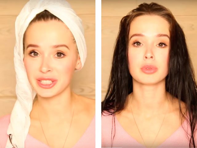 Laying on long medium and short hair at home