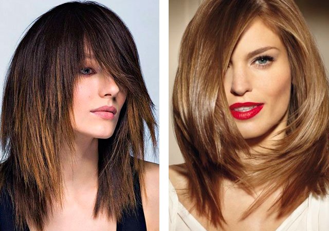 Women's haircut cascade on medium hair