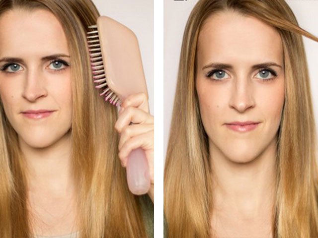 Laying on long medium and short hair at home