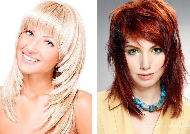 Women's haircut cascade on medium hair