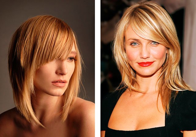 Women's haircut cascade on medium hair