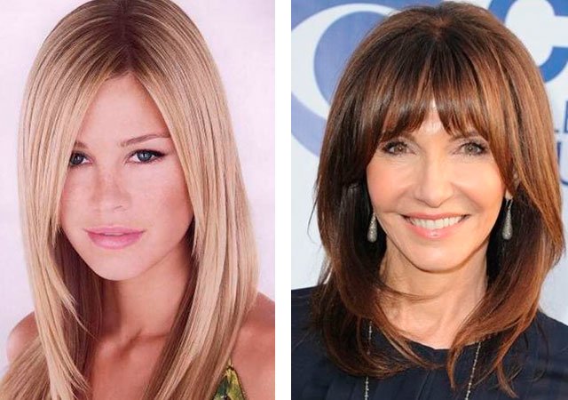 Women's haircut cascade on medium hair