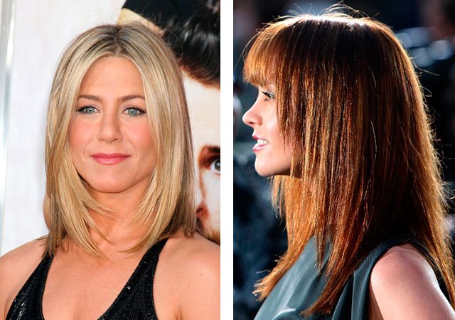 Women's haircut cascade on medium hair