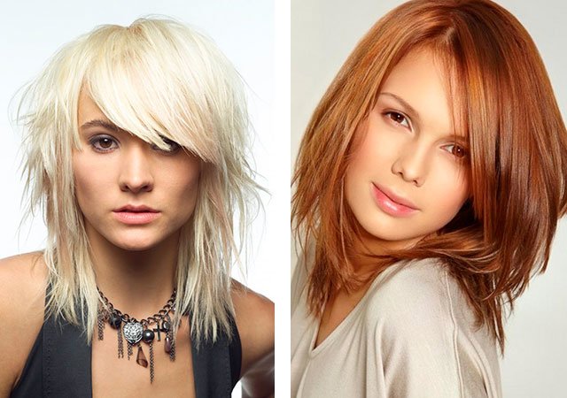 Women's haircut cascade on medium hair