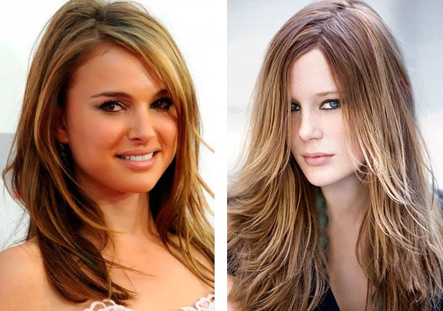 Women's haircut cascade on medium hair