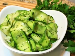 Raw zucchini and red onion salad