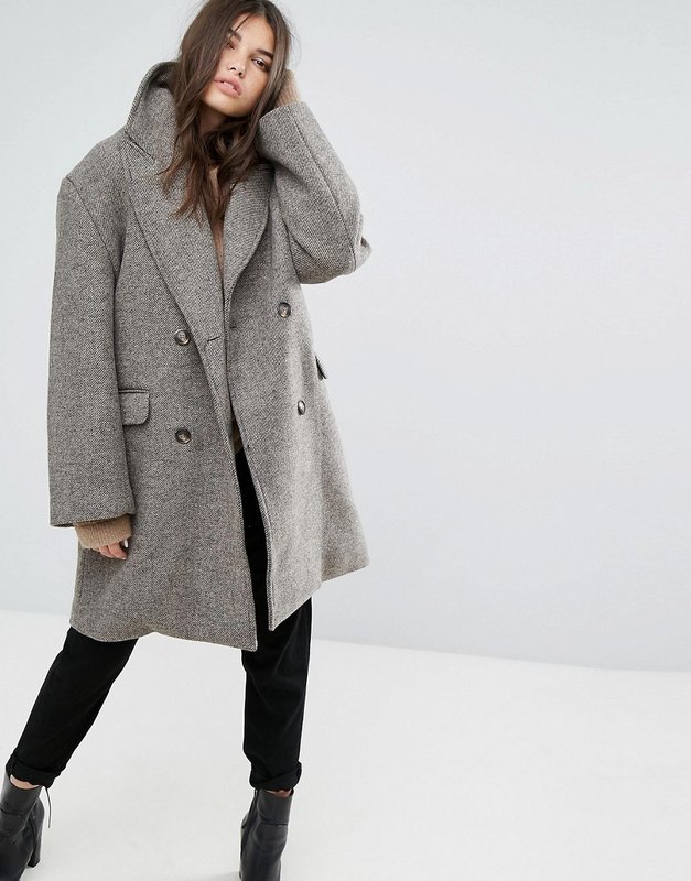 Gray oversized coat, medium length