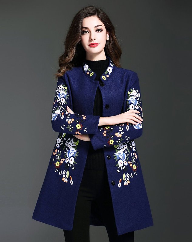 Blue coat with embroidery