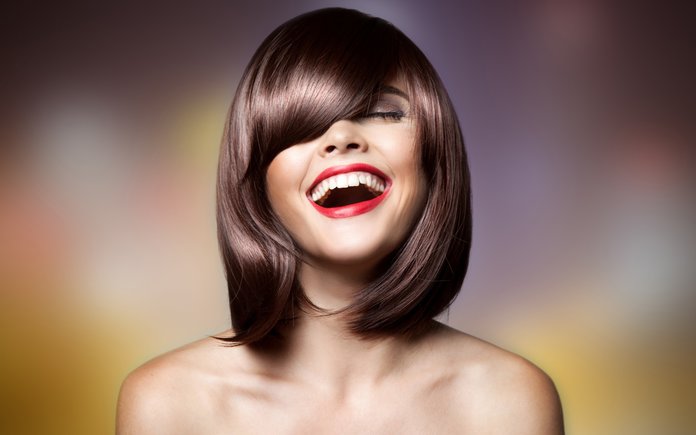 Girl with a caret and a slanting bang