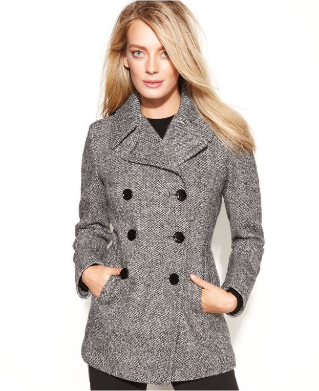 Gray tweed pea coat