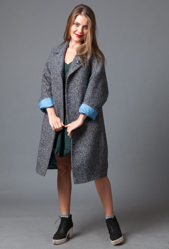 Gray Tweed Oversized Jacket Coat