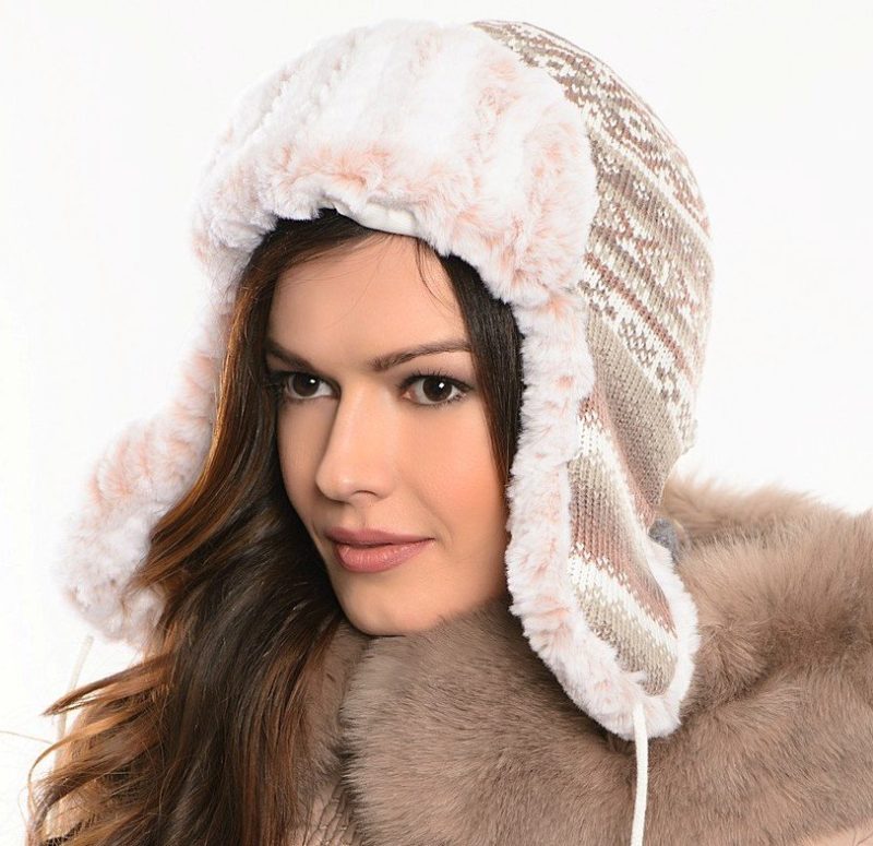 Hat with ear flaps Fur hat with ear flaps