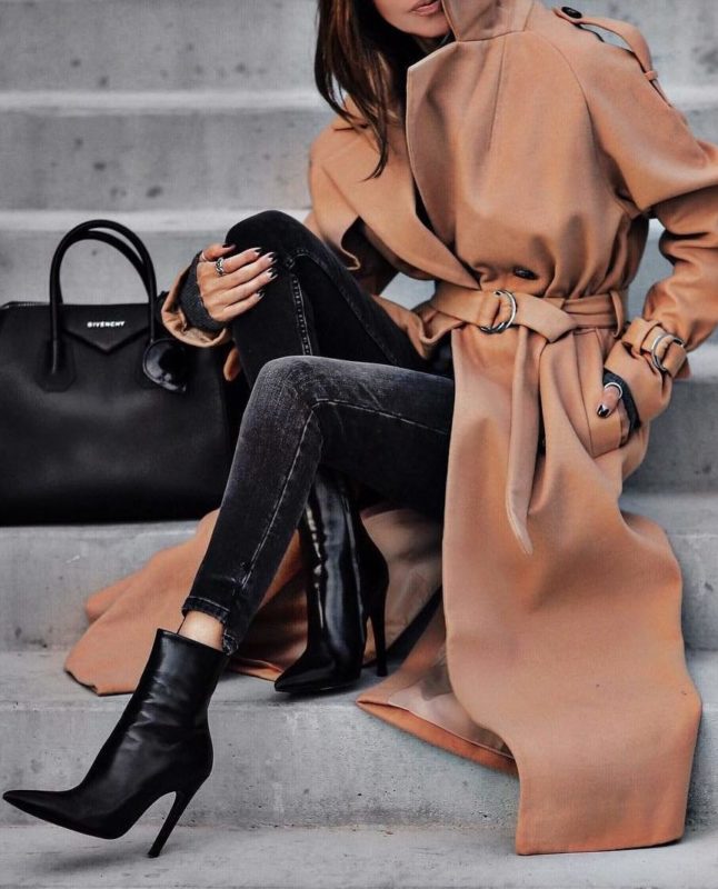 Dark jeans with a coat Coats and jeans