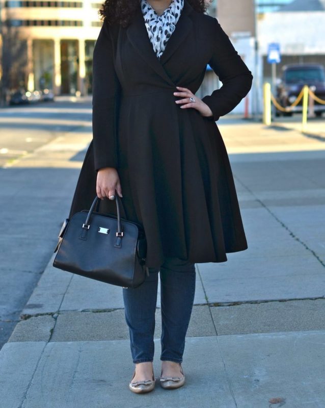 Wide hem coat Overweight woman in a coat