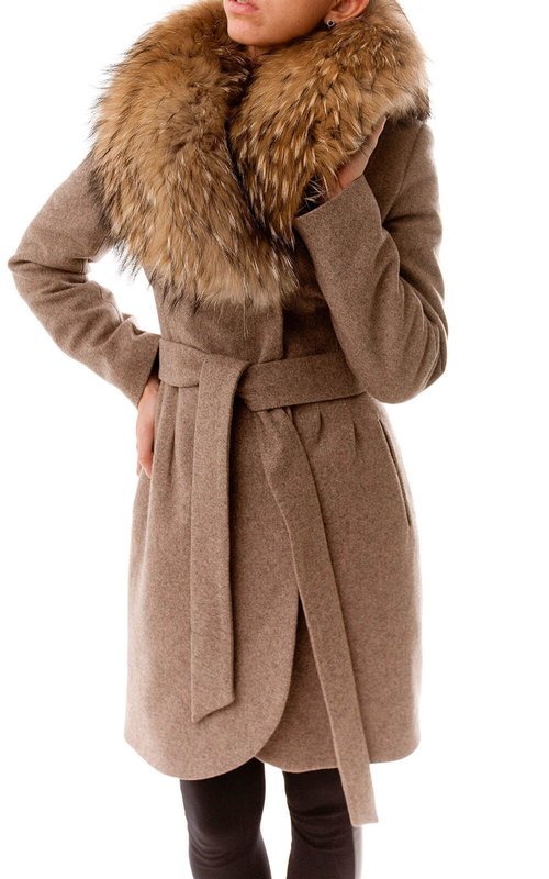 Brown coat with a fur collar
