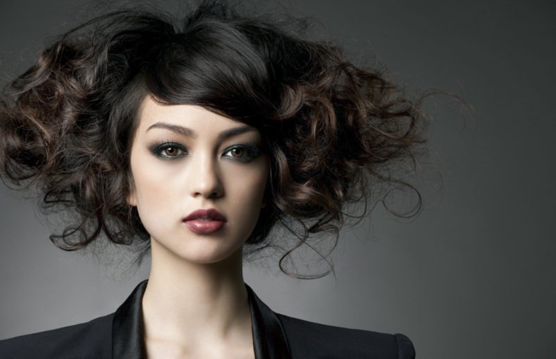 Girl with beautiful hair styling on medium hair.