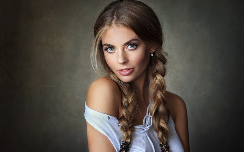 Girl with two braids