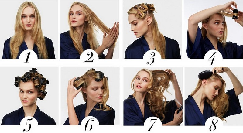 Creating curls with curlers: step by step
