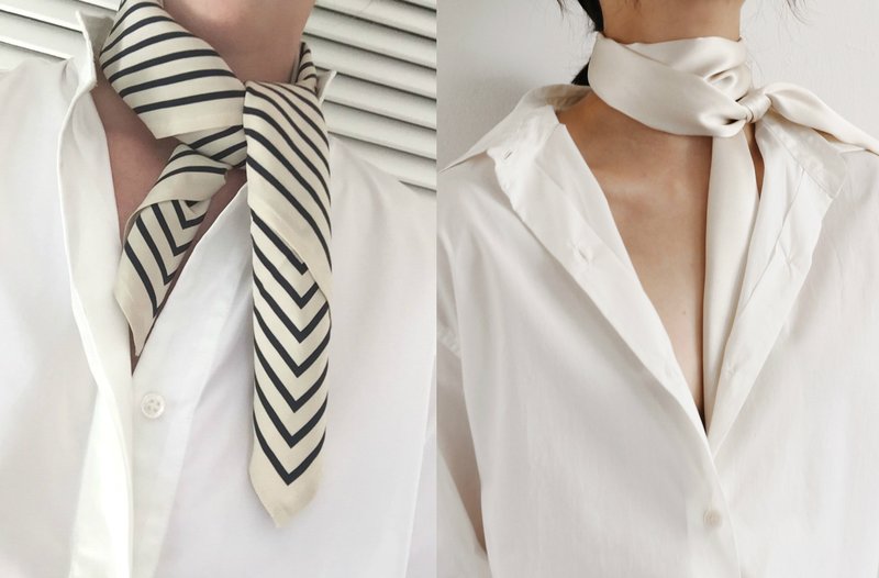 Elegant look with a scarf around the neck