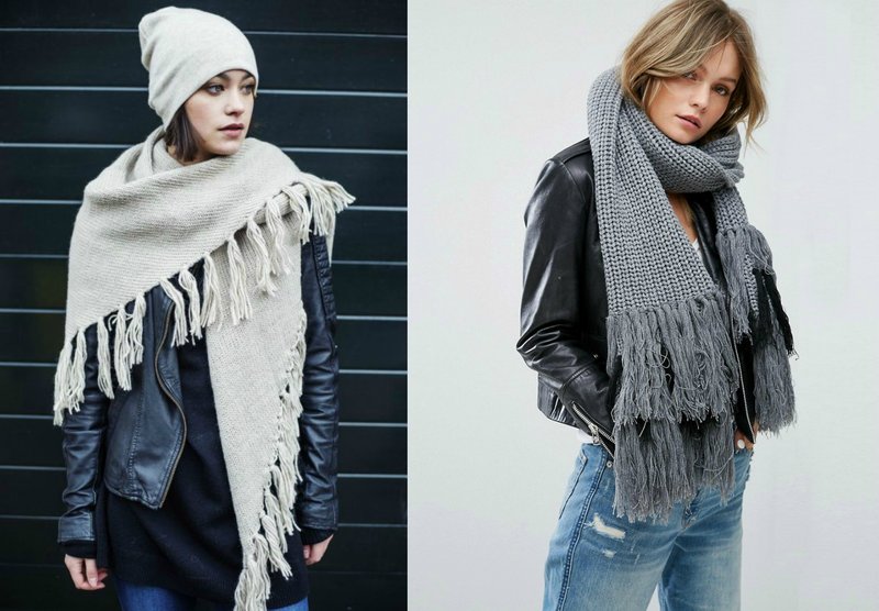 Fashionable women's fringed scarves