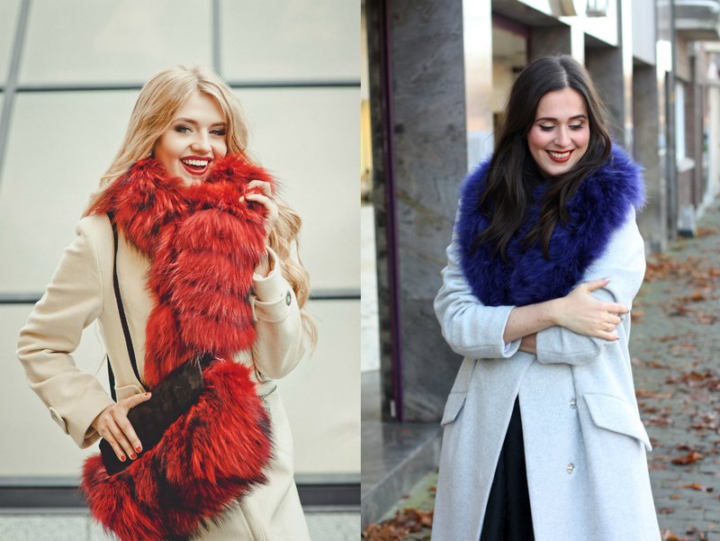 Bright fur scarf: stylish winter looks