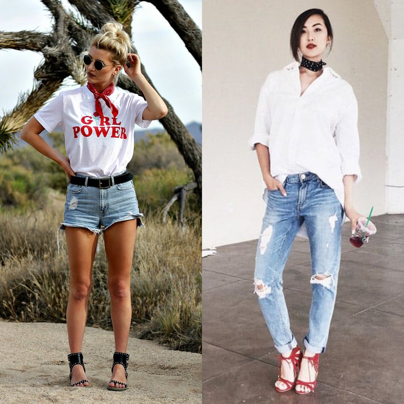 Original look with a scarf around the neck