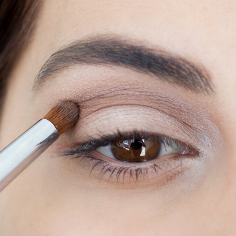 Draw a dividing line between the movable and fixed eyelids