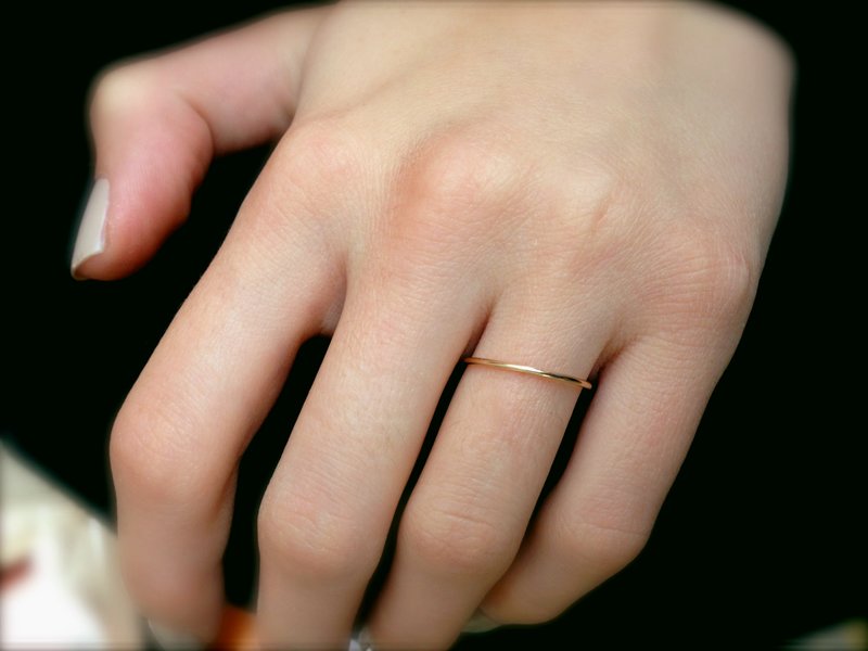 Delicate wedding ring on a female hand