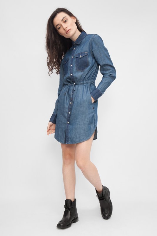 Denim shirt dress with belt Denim shirt dress with belt