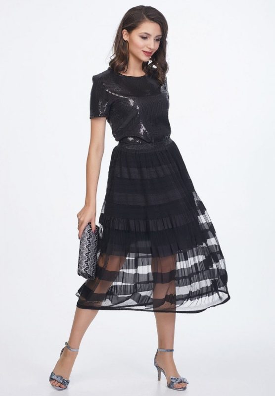 Black dress with mesh skirt Black dress with mesh skirt