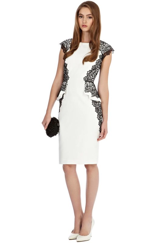 Sheath dress with lace detail at the shoulders and sides Sheath dress with lace detail at the shoulders and sides