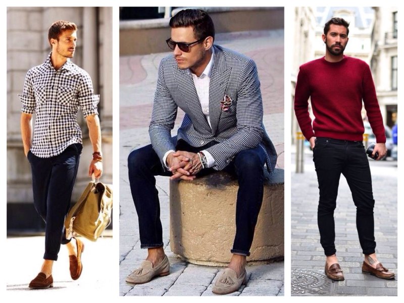Variants of masculine looks with loafers