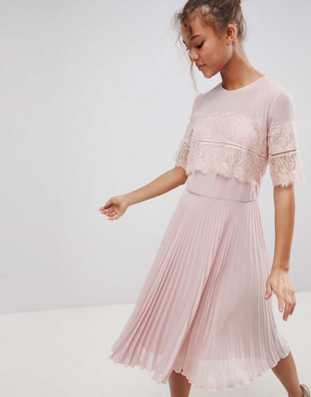 Pale pink dress with pleated skirt Pale pink dress with pleated skirt