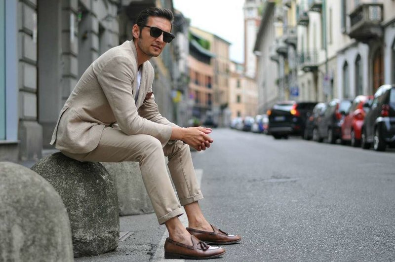 Stylish masculine look with loafers