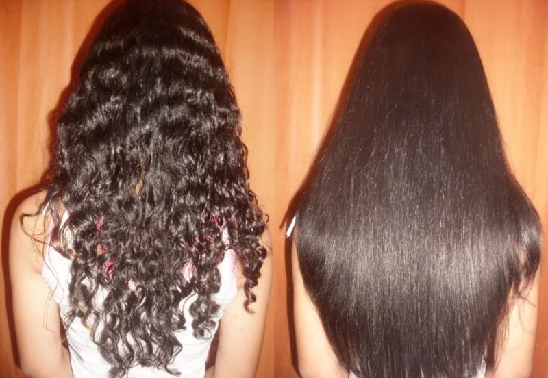 The result of chemical hair straightening The result of chemical hair straightening
