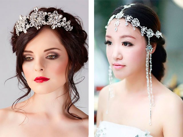 Wedding tiaras with rhinestones