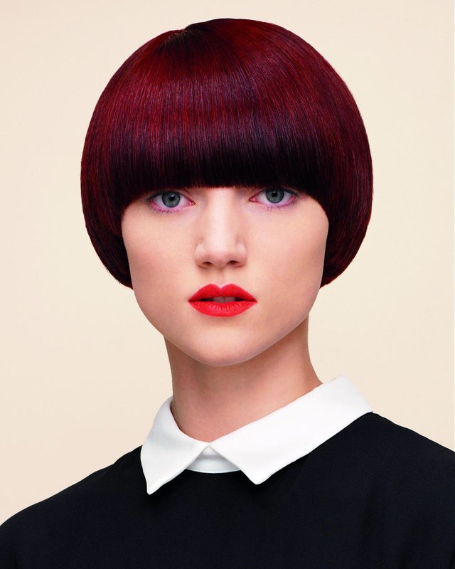 Page-haired girl with straight bangs