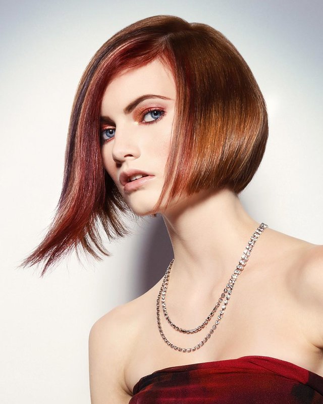 Girl with a square and long bangs