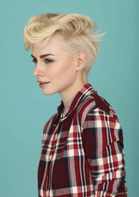 Ultra-short haircut girl