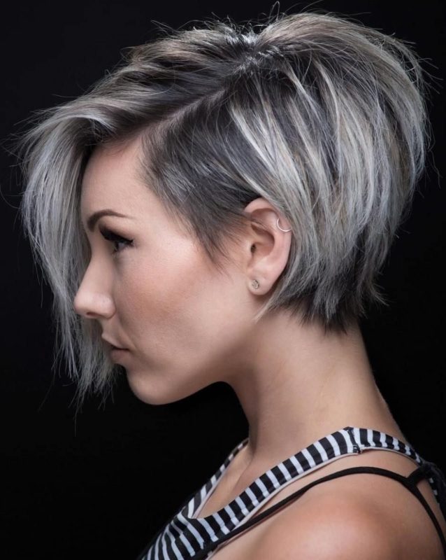 Asymmetric bob haircut girl and one-way extension