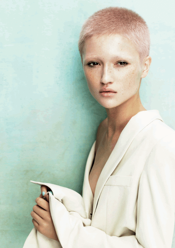 Hedgehog girl with ultrashort haircut