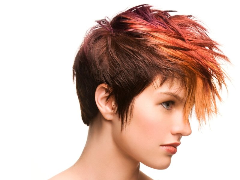 Girl with a creative haircut for short hair