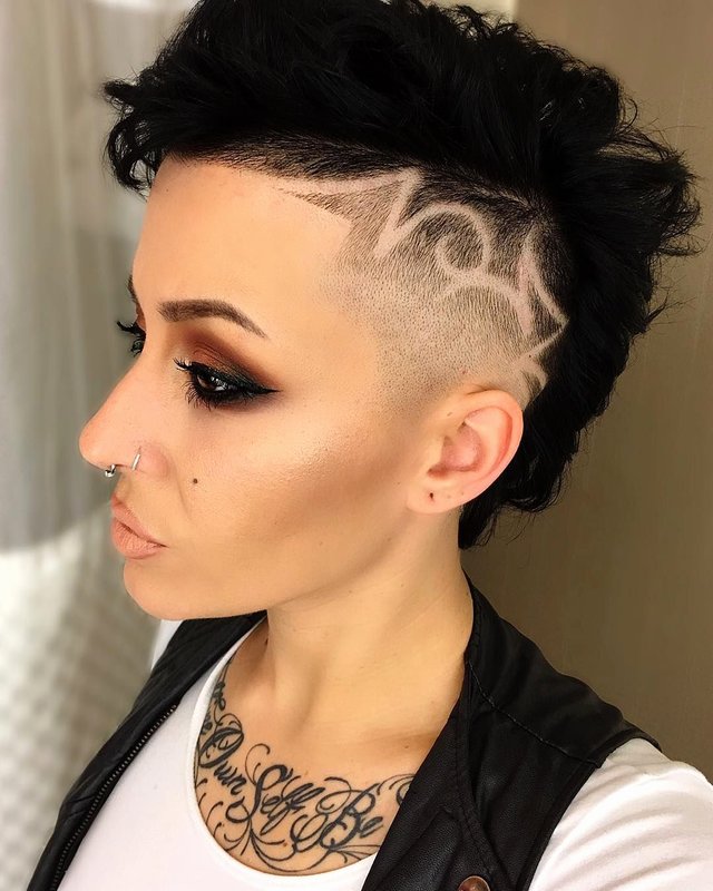 Girl with zigzag shaved temples