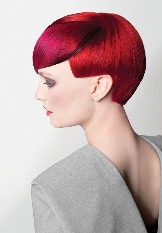 Girl with a haircut hat and asymmetry