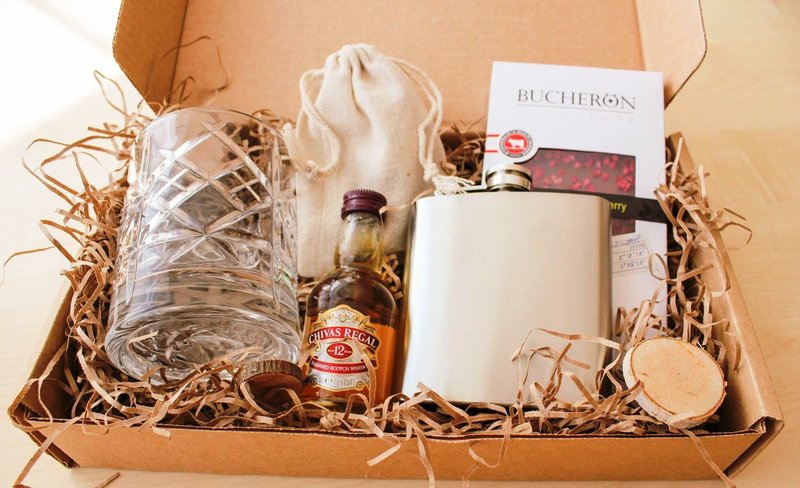 Gift set of expensive alcohol with accessories Set of expensive alcohol