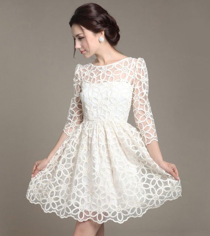 White dress with lace elements White dress with lace elements