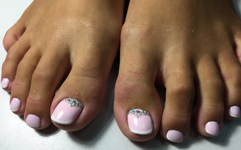 French with rhinestones at the hole French with rhinestones at the hole