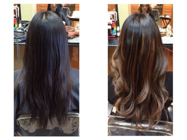 Shatush on dark hair: before and after photos