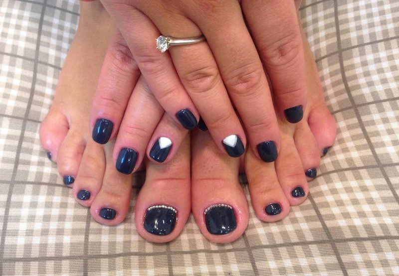 Dark moon pedicure with rhinestones Dark Moon Pedicure